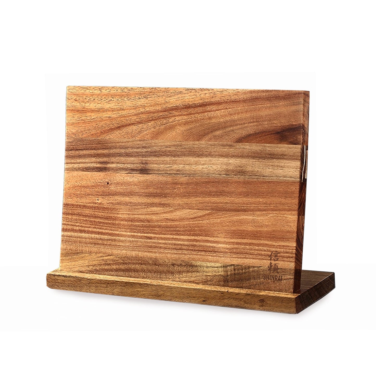 Coffret 6 couteaux inox martelé + support Acacia double face