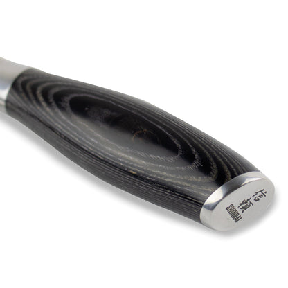 Shinrai Japan - Ensemble de couteaux 6 pièces en bois Damask Pakka + bloc de couteaux magnétique Scalae - Bois d&#39;acacia