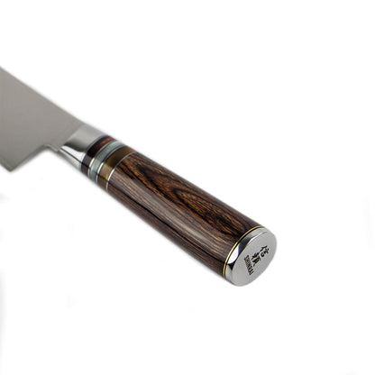 Shinrai Knives – Micarta Jewels 7-teiliges Damaskus-Messerset + magnetischer Messerblock Scalae – Akazienholz