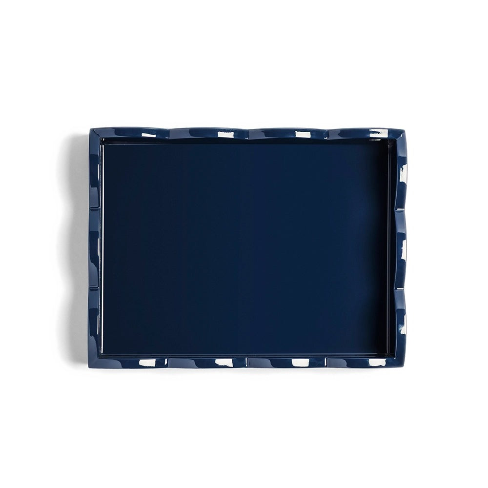 Addison Ross - Tablett Scalloped - Hellgrau & Marineblau - 28x20 cm