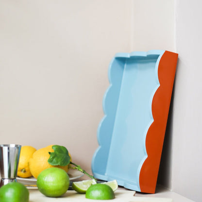 Addison Ross - Serviertablett Scalloped - Orange & Chambray - 28x20 cm