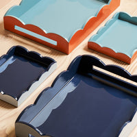 Addison Ross - Serviertablett Scalloped - Orange & Chambray - 28x20 cm