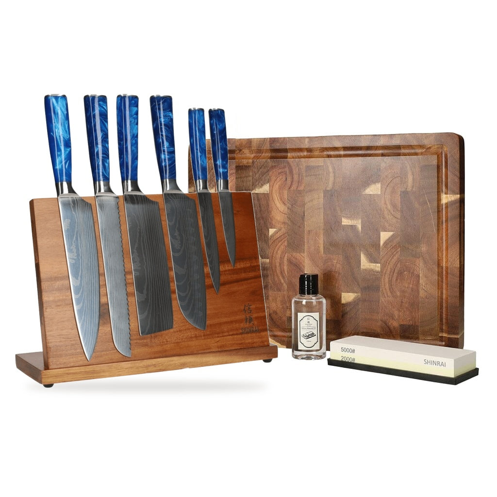 Shinrai Knives - Damascus Print Saphir Mega Bundle - Alles was Sie brauchen