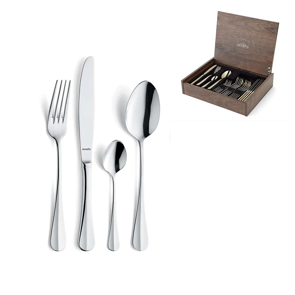 Amefa - Baguette 24-delige Bestekset in Luxe Houten Kist - Zilver Bestekset Amefa 