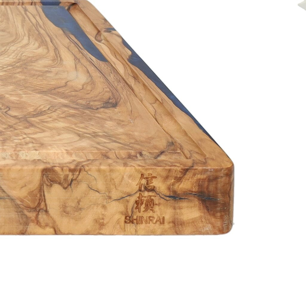 Shinrai Japan - Planche à découper époxy saphir bois d&#39;acacia - 40 x 30 x 3 cm