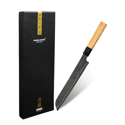 Shinrai Japan - Takumi Kaza Damaskus Brotmesser 20 cm