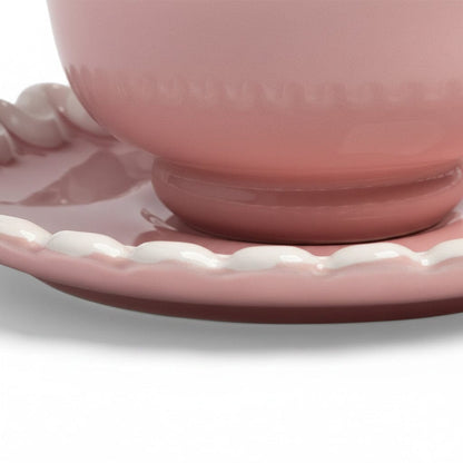 &Klevering - Kop en Schotel Whip - Roze - Set Van 2 Cappuccino kopjes &Klevering 
