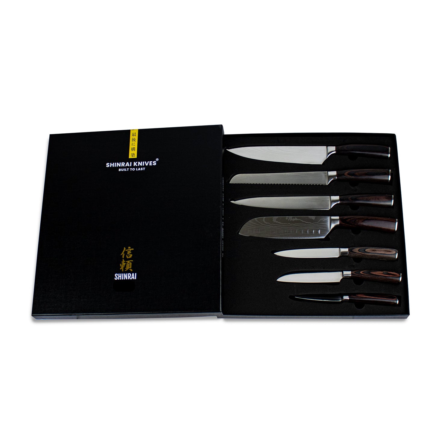 Shinrai Knives -  Damastdruck 7-teiliges Messerset