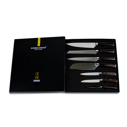 Shinrai Knives -  Damastdruck 7-teiliges Messerset