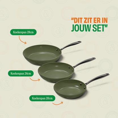 Cook & Pan Dark Olive Koekenpannenset 3-delig