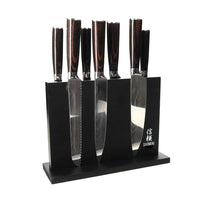 Shinrai Japan - Damascus Print 7-delige Messenset + Magnetisch Messenblok Dubbelzijdig - Zwart Messenset met blok Shinrai Japan 