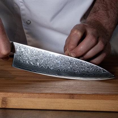 Shinrai Japan - Damast Pakka Wood 6-delige Messenset + Magnetisch Messenblok Dubbelzijdig - Zwart Shinrai Japan 