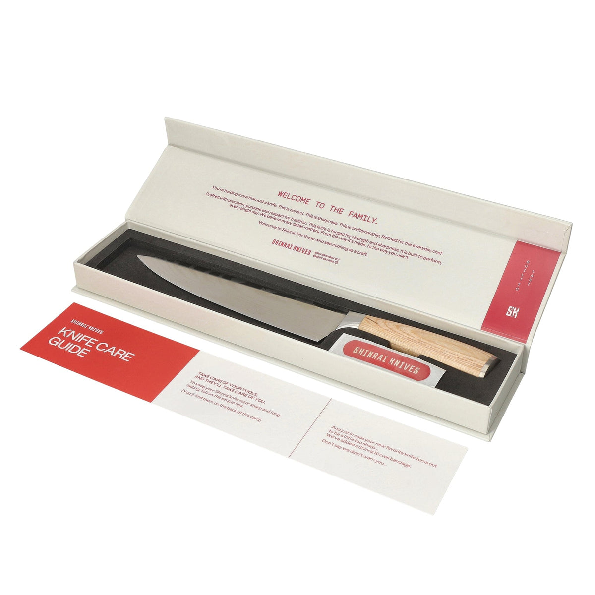 Shinrai Knives - Akari Damascus Print 6-delige Messenset + Magnetisch Messenblok Dubbelzijdig Messenset met blok Shinrai Knives 
