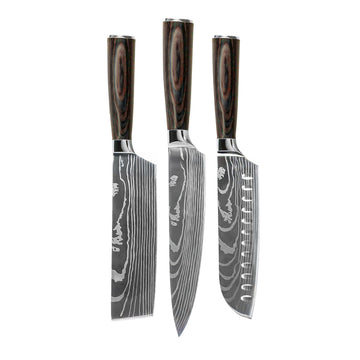 Shinrai Knives - Damascus Print 3-delige Messenset Messenset Shinrai Knives 