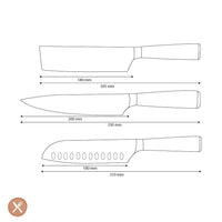 Couteaux Shinrai - Coffret de 3 couteaux à motif damassé