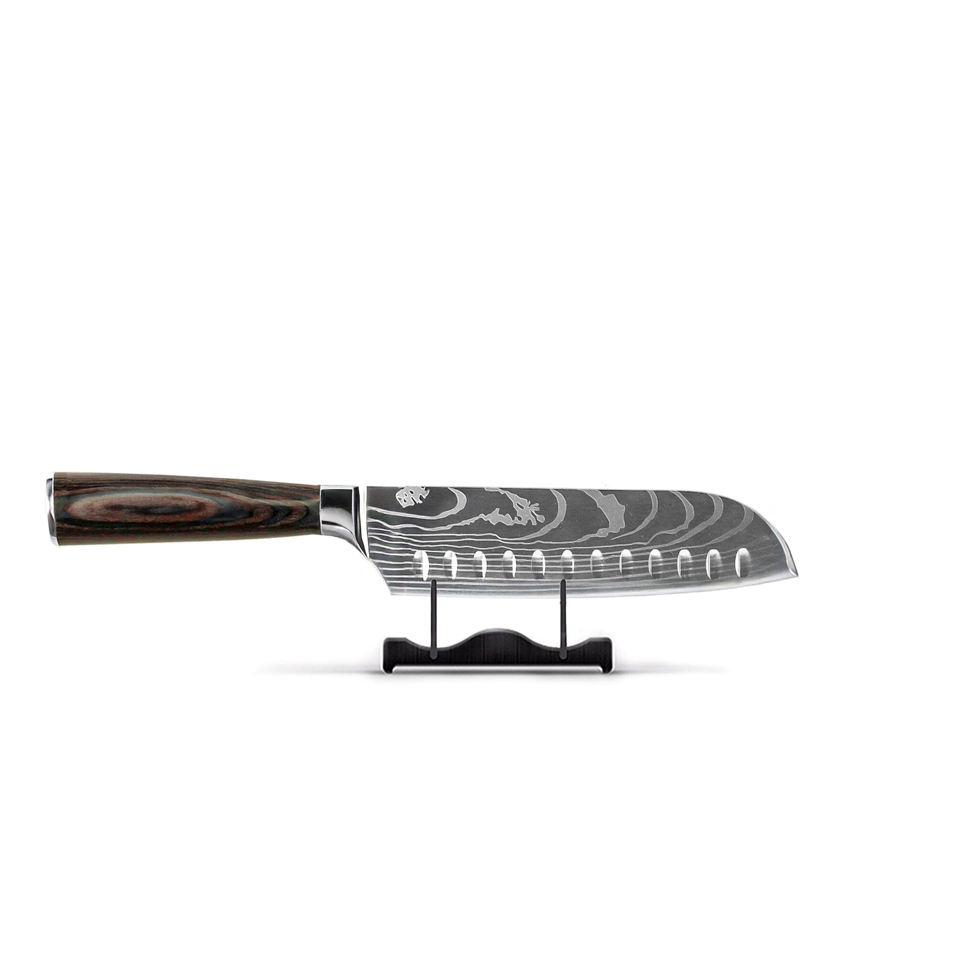 Shinrai Knives - Damascus Print 4-delige Messenset - Santoku + Broodmes + Nakiri + Schilmes Messenset Shinrai Knives 