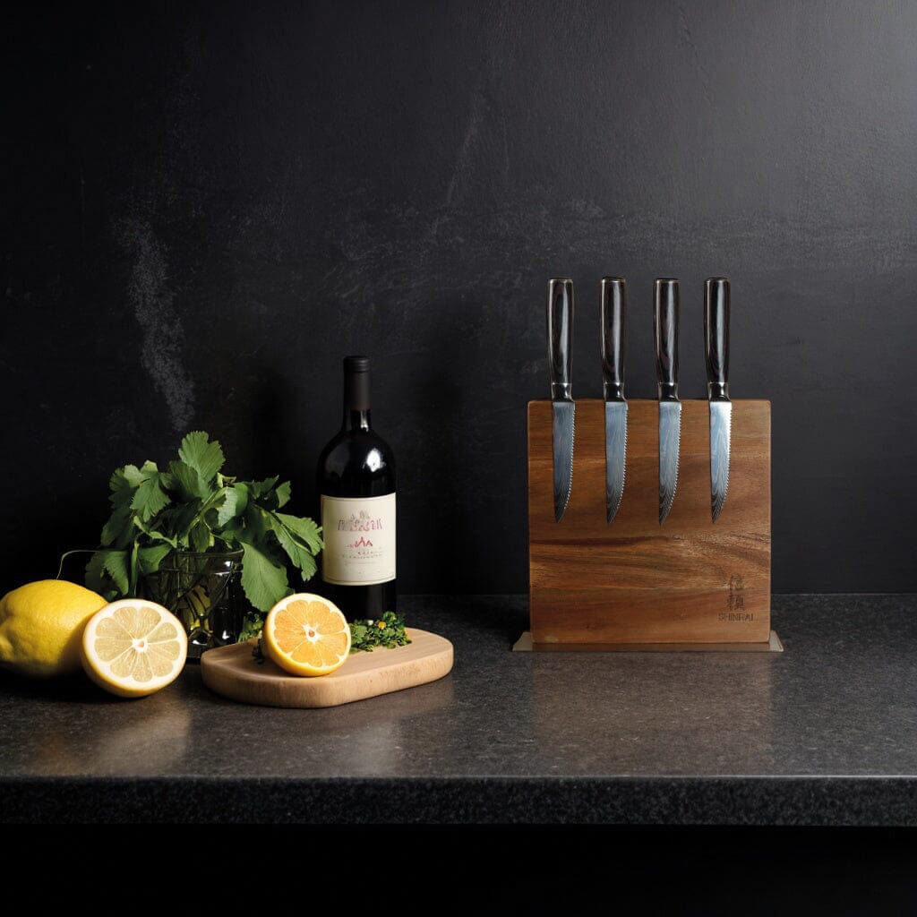 Shinrai Knives - Damascus Print 4 Steakmessen 12 cm Steakmessen Shinrai Knives 