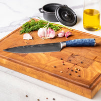 Shinrai Knives - Damascus Print Epoxy Sapphire 5-delige Messenset - Koksmes + Broodmes + Nakiri + Kleine Santoku + Schilmes Messenset Shinrai Knives 