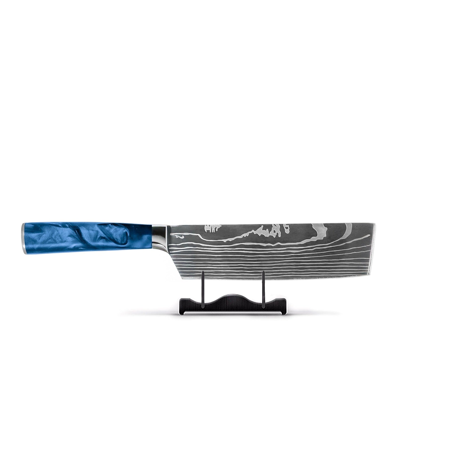 Shinrai Knives - Damascus Print Epoxy Sapphire 5-delige Messenset - Koksmes + Broodmes + Nakiri + Kleine Santoku + Schilmes Messenset Shinrai Knives 