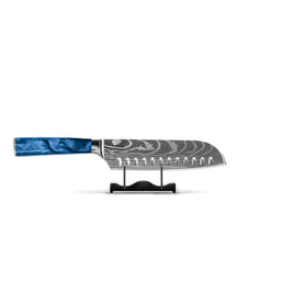 Shinrai Knives - Damascus Print Epoxy Sapphire Santoku mes 18 cm Santokumes Shinrai Knives 