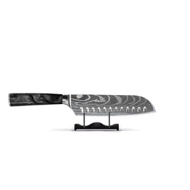 Shinrai Knives - Damascus Print Onyx Epoxy Santoku mes 18cm Santokumes Shinrai Knives 