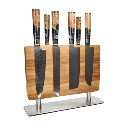 Shinrai Knives - Epoxy Onyx 6-delige Messenset + Messenblok Stans Messenset met blok Shinrai Knives 