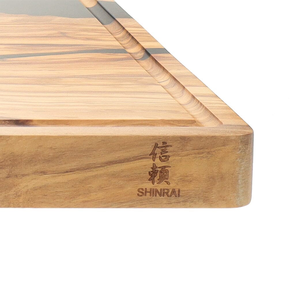 Shinrai Knives - Epoxy Onyx Snijplank Olijfhout - 40 x 30 x 3 cm Houten snijplank Shinrai Knives 