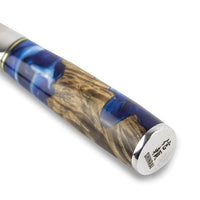 Shinrai Knives - Epoxy Sapphire 6-delige Damascus Messenset + Magnetisch Messenblok Scalae - Acacia hout Messenset met blok Shinrai Knives 