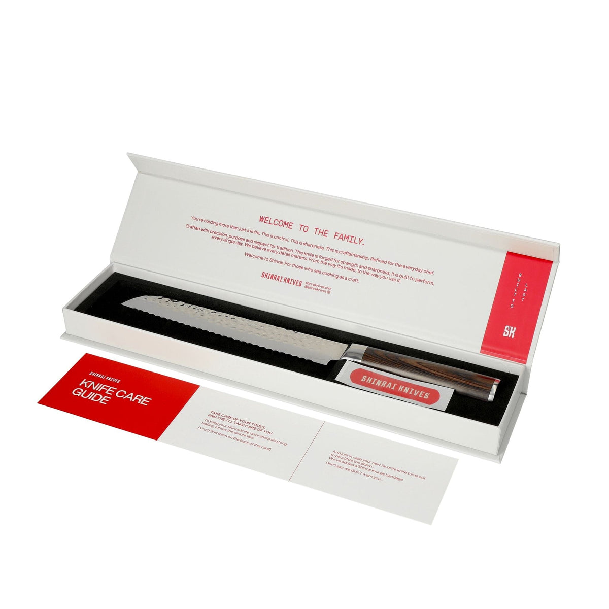 Shinrai Knives - Hammered Damask BR 2-teiliges Messerset - Kochmesser + Brotmesser