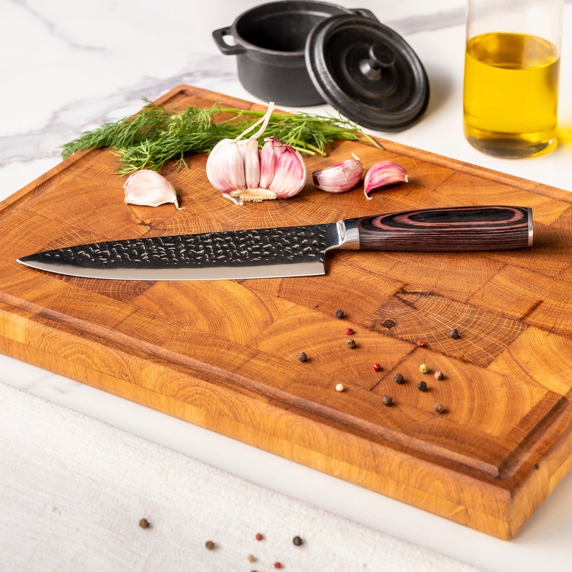 Shinrai Knives - Hammered RVS 2-delige Messenset - Koksmes + Schilmes Messenset Shinrai Knives 