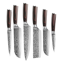Shinrai Knives - Hammered RVS 6-delige Messenset Messenset Shinrai Knives 