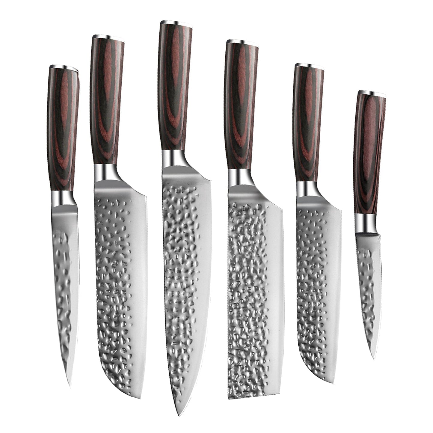 Shinrai Knives - Hammered RVS Mega Bundel - All you need Messenset met blok, snijplank en slijpsteen Shinrai Knives 
