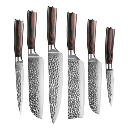 Shinrai Knives - Hammered RVS Mega Bundel - All you need Messenset met blok, snijplank en slijpsteen Shinrai Knives 