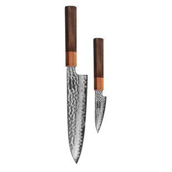 Shinrai Knives - Kigami Exclusive Damascus 2-delige set - Santoku + Schilmes Messenset Shinrai Knives 