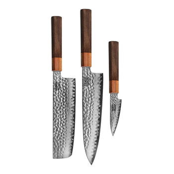 Couteaux Shinrai - Kigami Exclusive Damascus 3 pièces - Couteau de chef + Nakiri + Couteau d'office Ensemble de couteaux Shinrai Knives