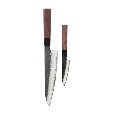 Shinrai Knives - Kurayami 2-delige Damascus Messenset - Koksmes + Schilmes Messenset Shinrai Knives 