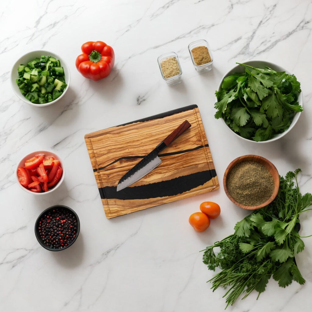 Shinrai Knives - Kurayami 2-delige Damascus Messenset - Santoku + Schilmes Messenset Shinrai Knives 