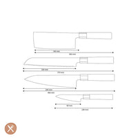 Shinrai Knives - Kurayami 4-delige Damascus Messenset - Koksmes + Broodmes + Nakiri + Schilmes Messenset Shinrai Knives 
