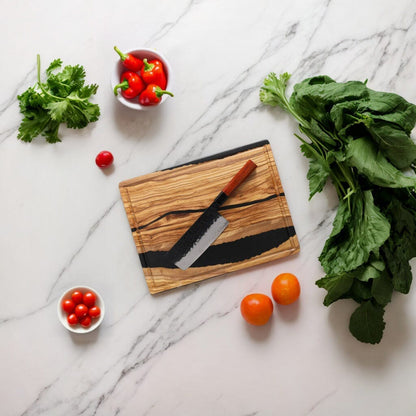 Shinrai Knives - Kurayami 4-delige Damascus Messenset - Santoku + Broodmes + Nakiri + Schilmes Messenset Shinrai Knives 