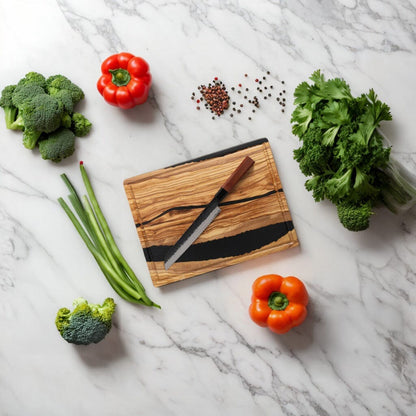 Shinrai Knives - Kurayami 4-delige Damascus Messenset - Santoku + Broodmes + Nakiri + Schilmes Messenset Shinrai Knives 