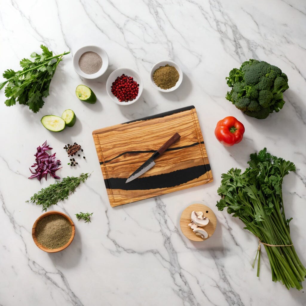 Shinrai Knives - Kurayami 5-delige Damascus Messenset - Koksmes + Broodmes + Nakiri + Officemes + Schilmes Messenset Shinrai Knives 