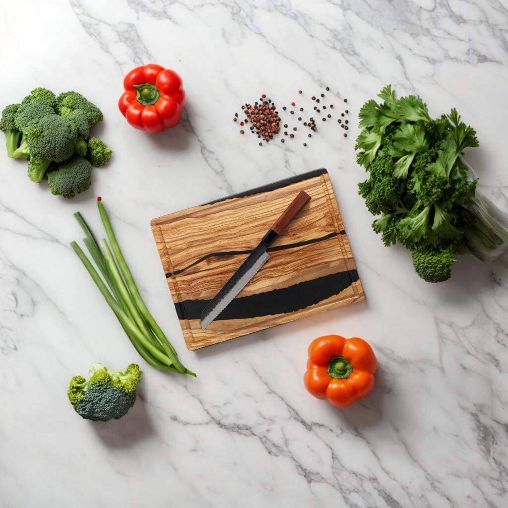 Shinrai Knives - Kurayami 5-delige Damascus Messenset - Koksmes + Broodmes + Nakiri + Santoku + Schilmes Messenset Shinrai Knives 