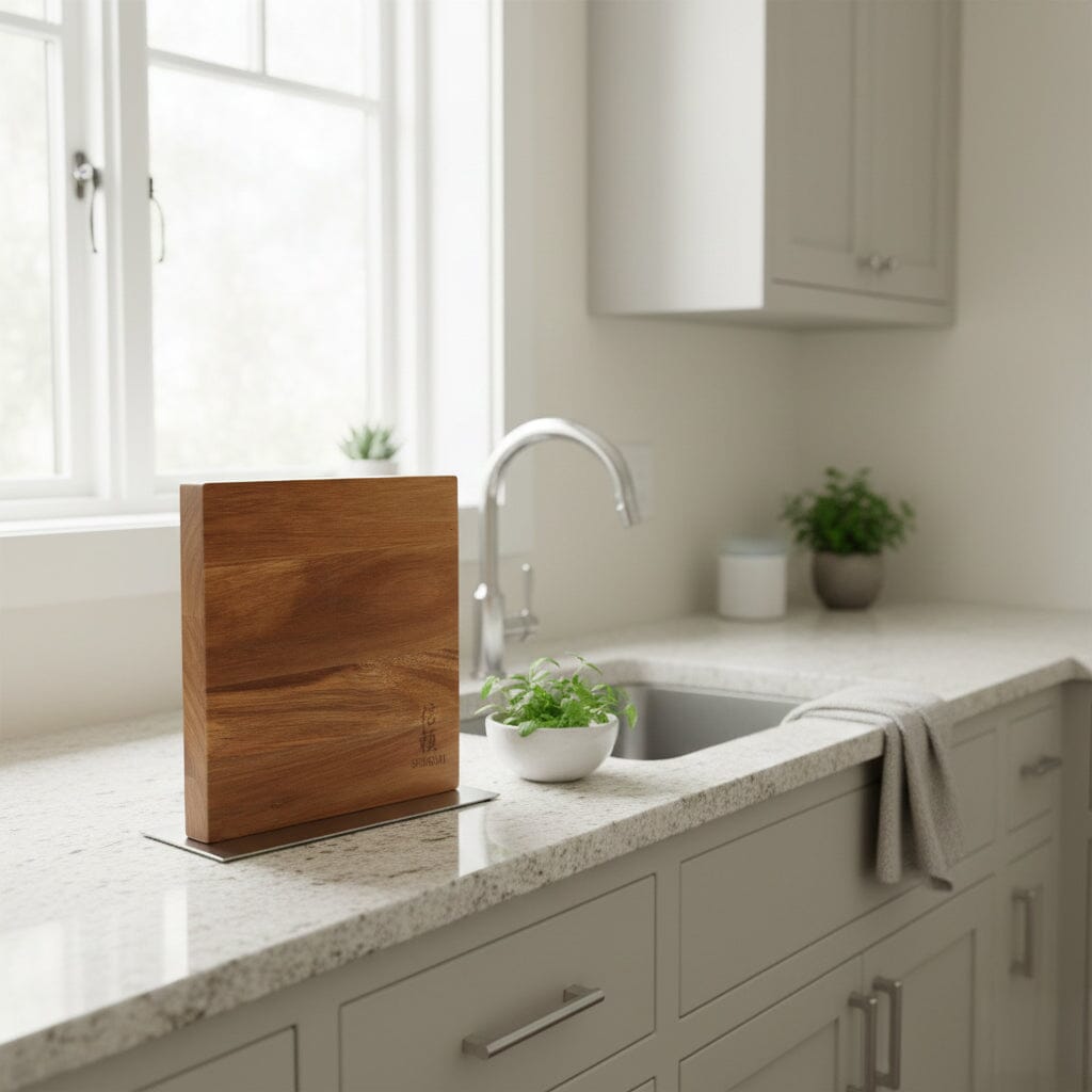 Shinrai Knives - Magnetisch Messenblok Cito Dubbelzijdig - Acaciahout Magnetisch messenblok Shinrai Knives 