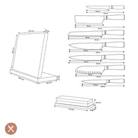 Shinrai Knives - Micarta Jewels 7-delige Messenset + Messenblok + Slijpsteen Messenset met blok, snijplank en slijpsteen Shinrai Knives 