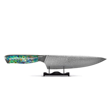 Shinrai Knives - Parelmoer Jewels Damascus Koksmes 20 cm Koksmes Shinrai Knives 