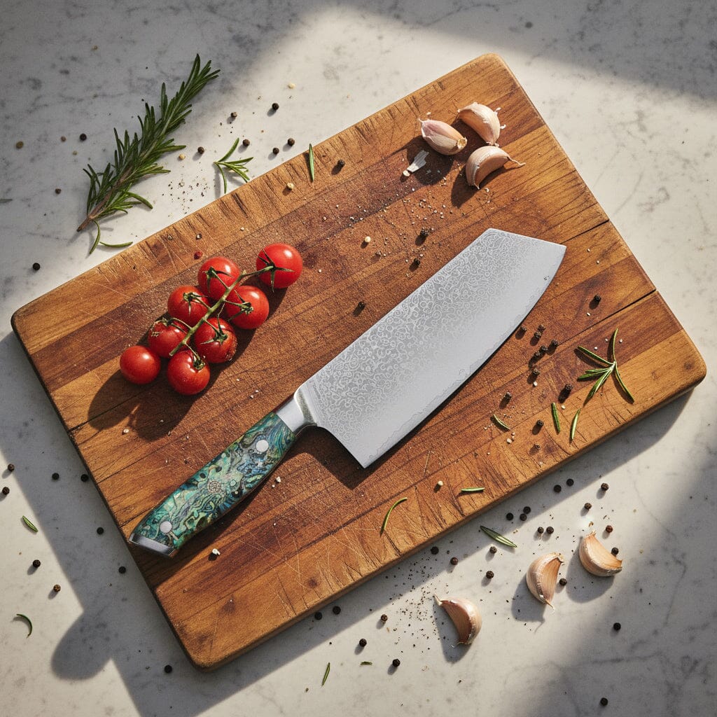 Shinrai Knives - Parelmoer Jewels Serie 5-delige Damascus Messenset Messenset Shinrai Knives 