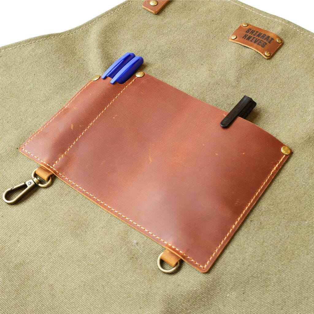 Shinrai Knives - Schort Hoogwaardig Canvas & Leer Groen Schort Shinrai Knives 