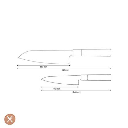 Shinrai Knives - Takumi Kaza 2-delige Damascus Messenset - Santoku + Schilmes Messenset Shinrai Knives 