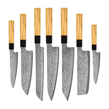 Shinrai Knives - Takumi Kaza 7-delige Damascus Messenset Messenset Shinrai Knives 