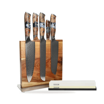 Shinrai Knives - Eclipse 6-teiliges Messerset + Messerblock + Schleifstein